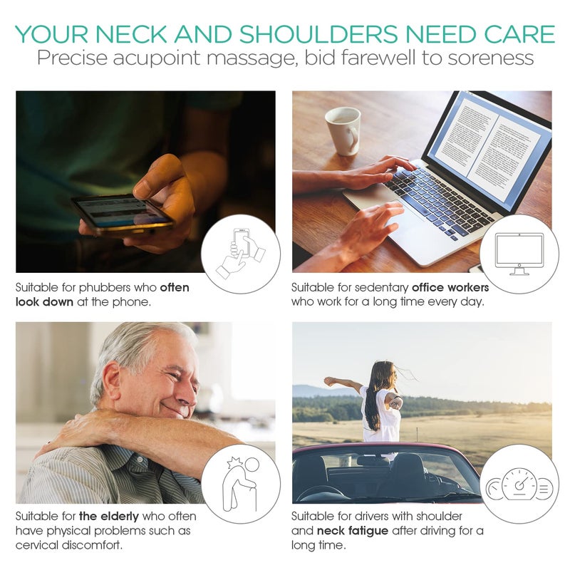 VOYOR Neck Massager Shiatsu Deep Tissue Dual Trigger Point Shoulder Massager for Pain Relief, Ergonomic Handle Design, Lightweight & Portable MS110 - Image 3